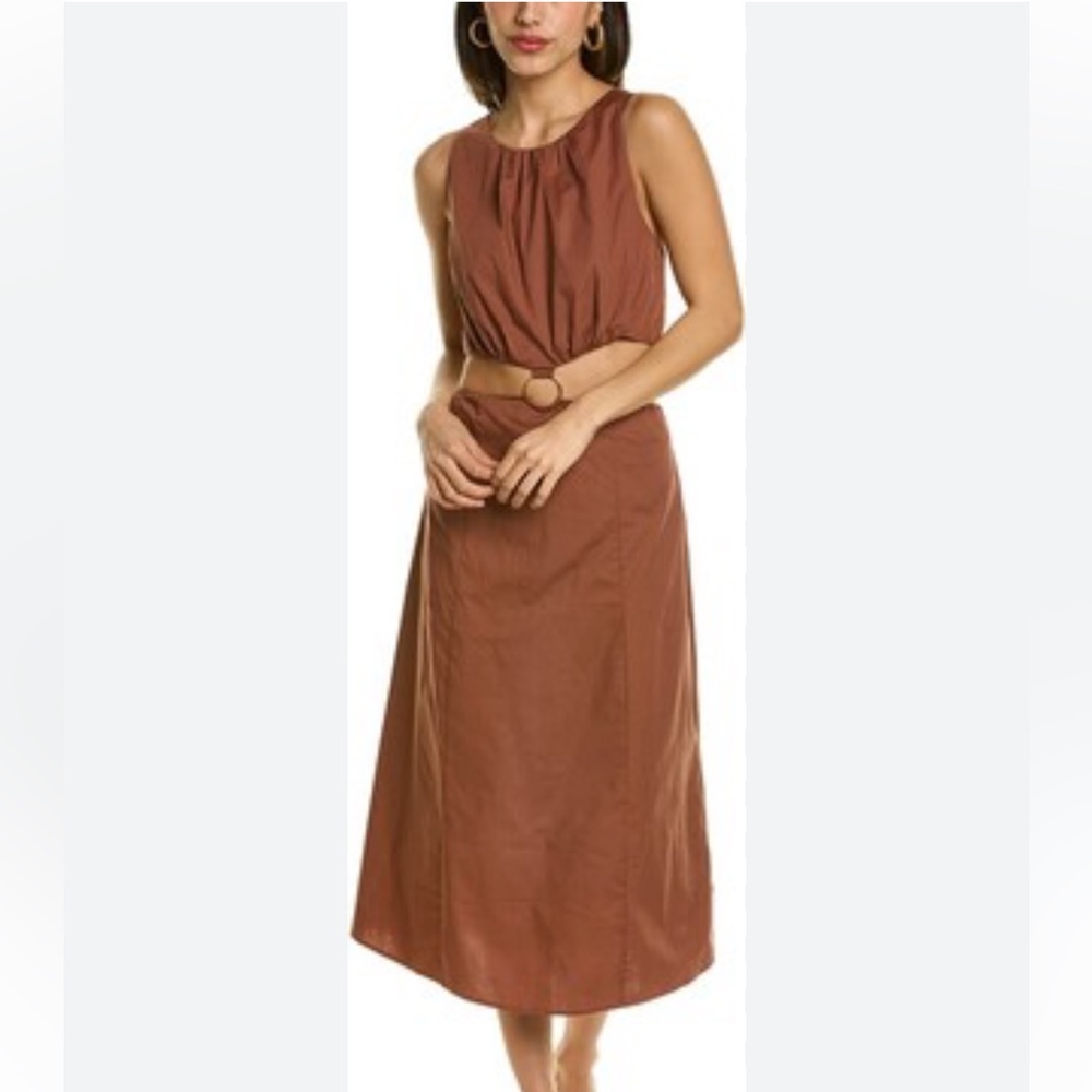 Wafy Brown Cut Out Midi dress